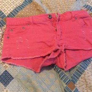Pink denim shorts